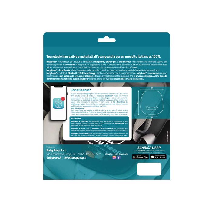 Baby Beep BBRC1 accessorio per seggiolini auto Dispositivo smart pad antiabbandono per seggiolini , 129155 , Immagine 3
