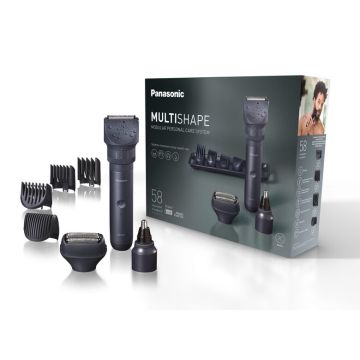 Panasonic Kit MULTISHAPE regolabarba/tagliacapelli/tagliapeli del corpo per uomo, Rasoio, Rifinitore naso e orecchie, Corpo centrale ricaricabile, Batteria a litio, 58 impostazioni di taglio , 146257
