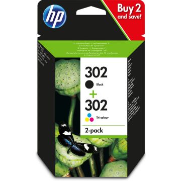 HP Confezione da 2 cartucce d'inchiostro nero/tricromia originali 302 , 107177