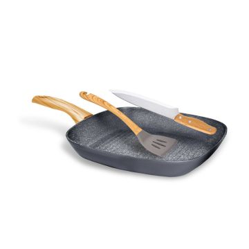 Aeternum Set Grill Wood Con Pinza e Coltello , 113363