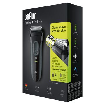 Braun Series 3 ProSkin 3000s Rasoio Elettrico, Nero - Rasoio Elettrico Ricaricabile , 101311