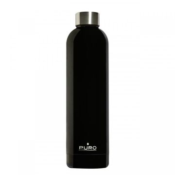 PURO Hot&Cold Glossy Uso quotidiano 1000 ml Acciaio inossidabile Nero , 127494