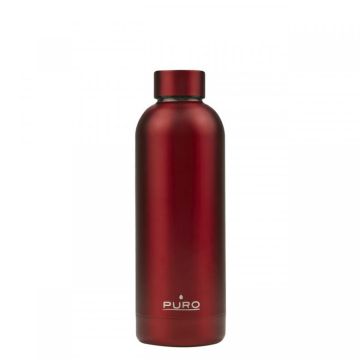 PURO Hot&Cold Glossy Bicicletta, Uso quotidiano, Fitness, Sport 500 ml Acciaio inossidabile Metallico, Rosso , 127492