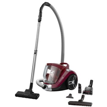 Rowenta Compact Power RO4871 Aspirapolvere a Traino Senza Sacco, capacità Contenitore Polvere XXL, Tecnologia Ciclonica, Design Compatto, Animal Care Kit, 550 W, 75 Decibel, Porpora , 132065