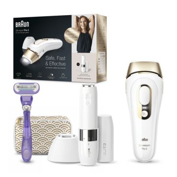 Braun Silk-expert Pro Pro 5 PL5139 Silk expert, Epilatore Luce Pulsata IPL, Sistema di Epilazione Permanente dei Peli Visibili per Donna, Bianco/Oro , 136404